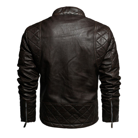 Autumn And Winter Leather Motorcycle Jacket Men Plus Velvet To Keep Warm