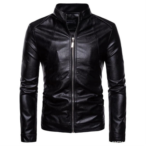 Foreign Trade Stand-Up Collar Sportsman Motorcycle Leather Washed Pu Leather Jacket Coat Men Leather Jacket Coat