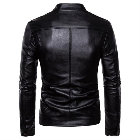 Foreign Trade Stand-Up Collar Sportsman Motorcycle Leather Washed Pu Leather Jacket Coat Men Leather Jacket Coat