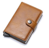 RFID Anti-theft Men Vintage Wallet Aluminum Metal Purse Leather Cover