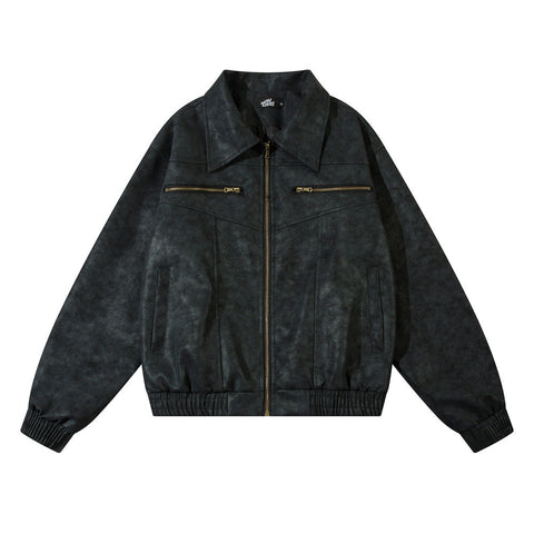 Vintage Distressed Leather Jacket For Men