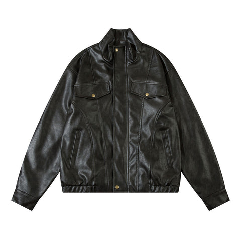 Fall Retro Hip Hop PU Leather Jacket For Men