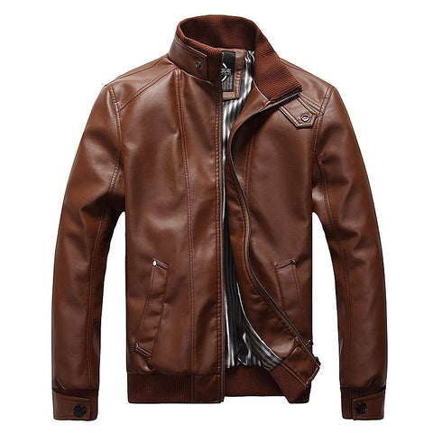 Fashion Brand Casual PU Leather Jacket Youth All-match Leather Jacket Men