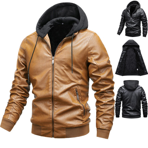Winter Stand-collar PU Jacket Leather Jacket Men